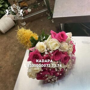Elegant Pink and White Rose Bouquet by Floral Touch