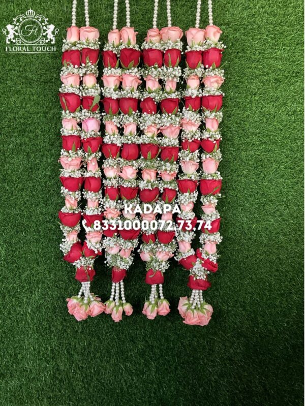 Exquisite Floral Garland with Pink and Red Roses - Image 2