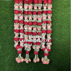 Exquisite Floral Garland with Pink and Red Roses