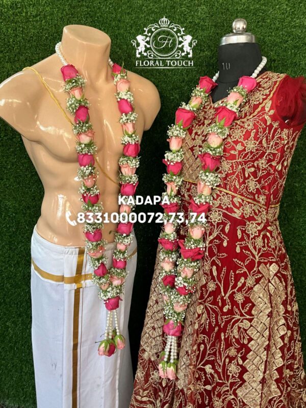 Elegant Pink and Red Rose Wedding Garlands | Perfect for Bride & Groom