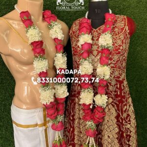 Red Rose Wedding Garlands | Traditional Bride & Groom Floral Set