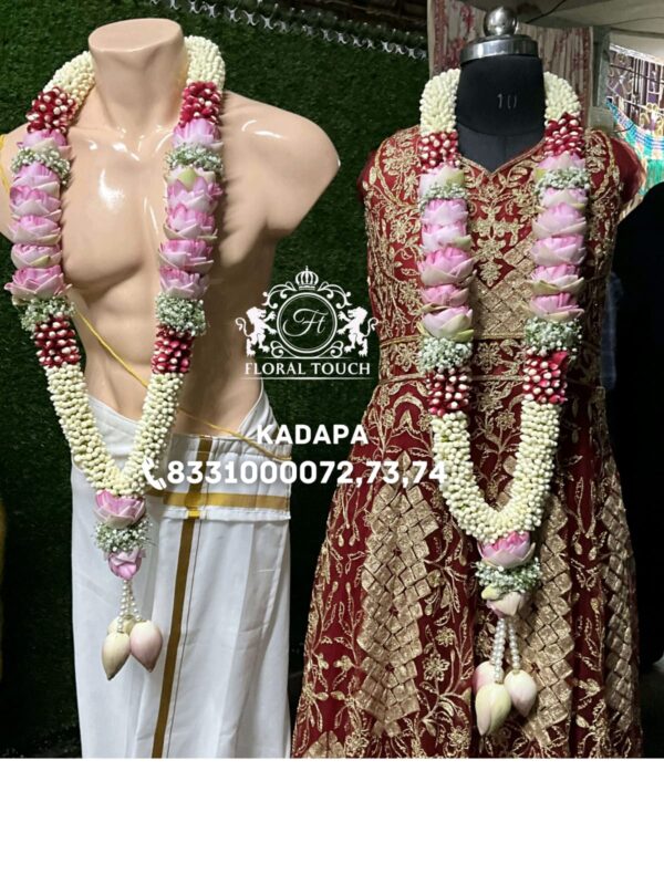 Exquisite Lotus and Jasmine Wedding Garland Set | Luxurious Handcrafted Floral Malas