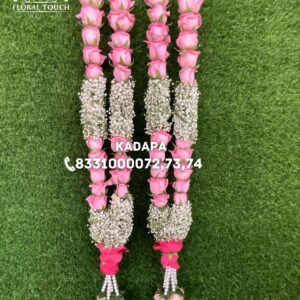 Elegant Pink Rose Wedding Garlands | Fresh Floral Mala for Special Occasions