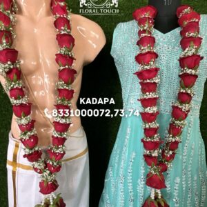 Classic Red Rose Wedding Garlands | Handcrafted Fresh Floral Mala