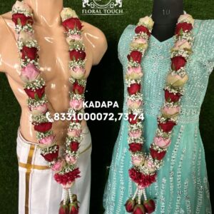 Elegant Red and Pink Lotus Wedding Garlands | Handcrafted Traditional Floral Mala