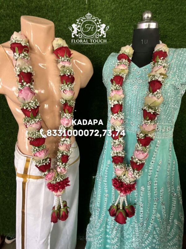 Elegant Red and Pink Lotus Wedding Garlands | Handcrafted Traditional Floral Mala