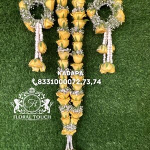 Yellow Rose Wedding Garland with Pearl Strings and Floral Accessories