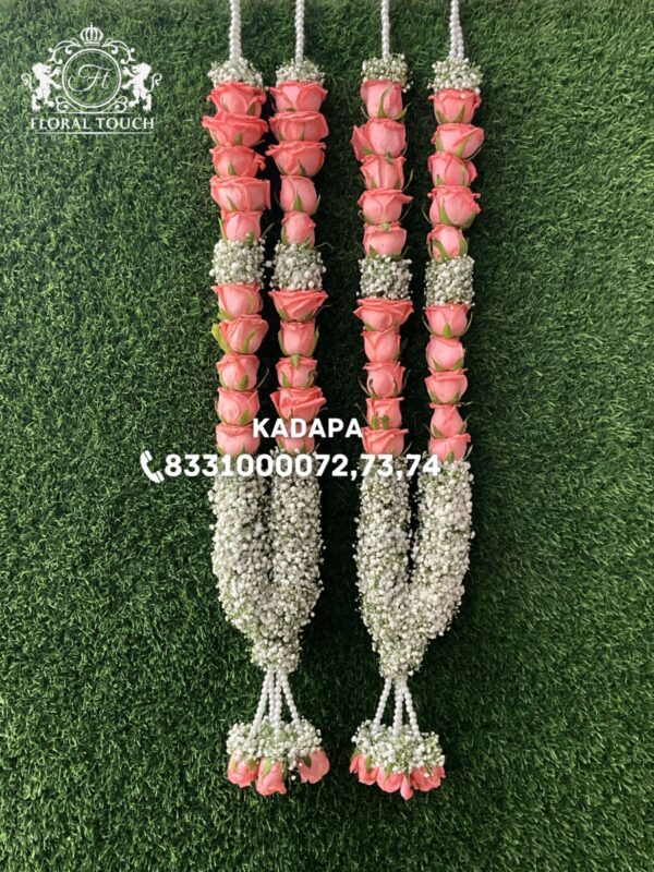 Elegant Pink Rose & Baby’s Breath Wedding Garlands