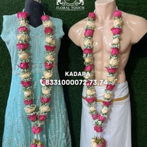 Exquisite Pink and White Rose Wedding Garland
