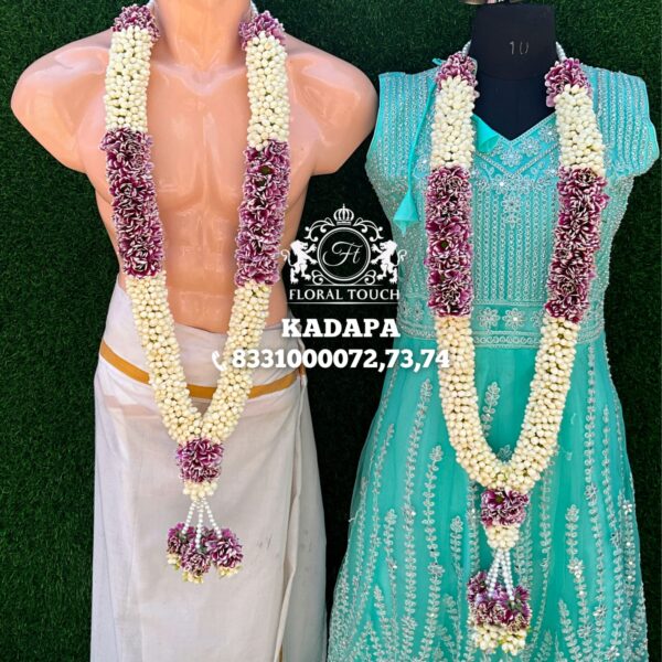 Purple and White Jasmine Wedding Garlands - Image 2
