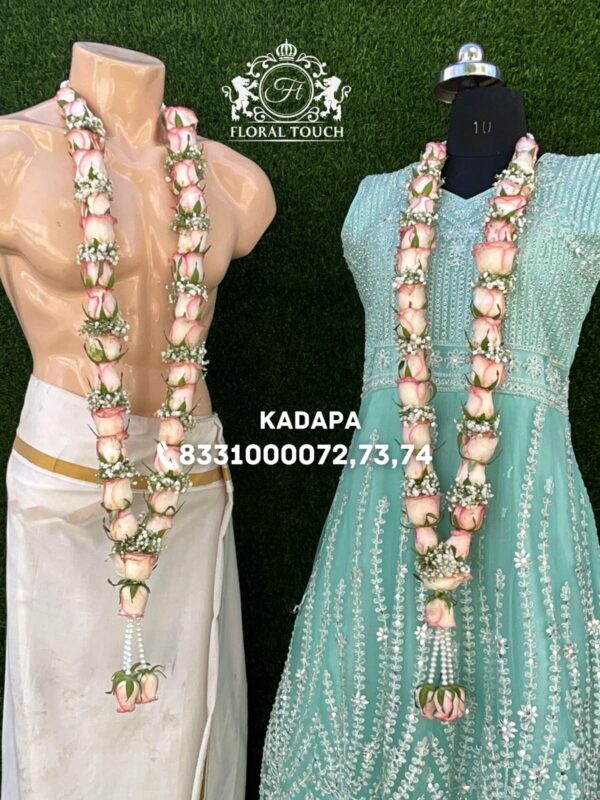 Soft Pink Rose and Baby’s Breath Wedding Garland - Image 2