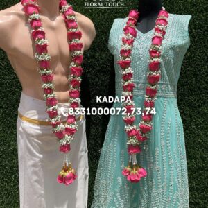 Elegant Pink Rose and Jasmine Wedding Garland