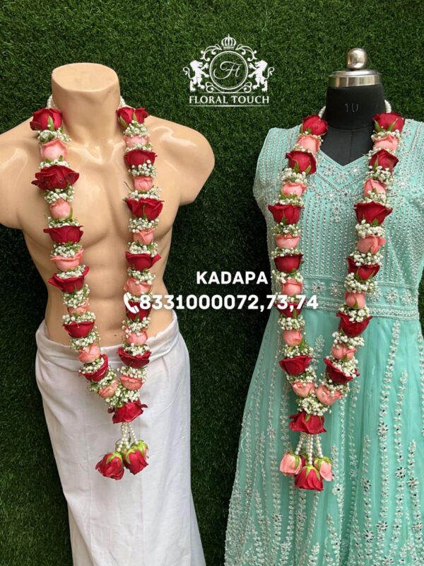 Red and Pink Rose Wedding Garland Set - Image 2