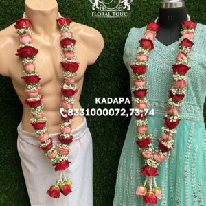 Red and Pink Rose Wedding Garland Set