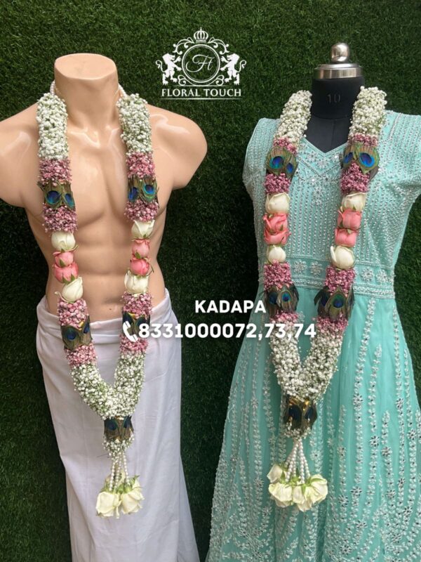 Peacock Feather Wedding Garland Set - Image 2