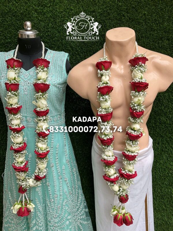 Classic Red and White Rose Wedding Garland Set