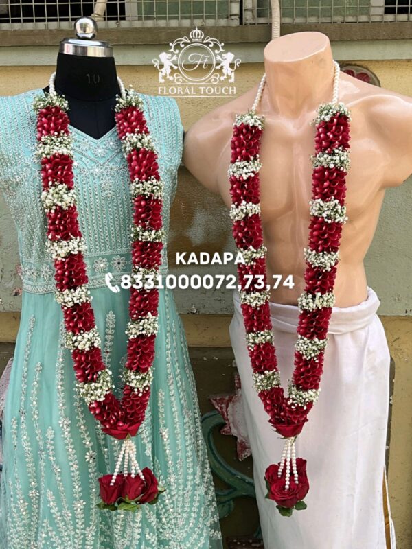 Elegant Red Rose Wedding Garland Set - Premium Floral Design for Special Occasions