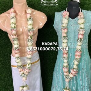 Elegant White & Pink Rose Wedding Garlands