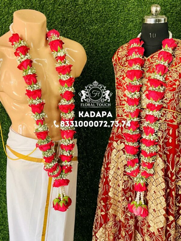 Exquisite Red Rose Wedding Garlands - Image 2