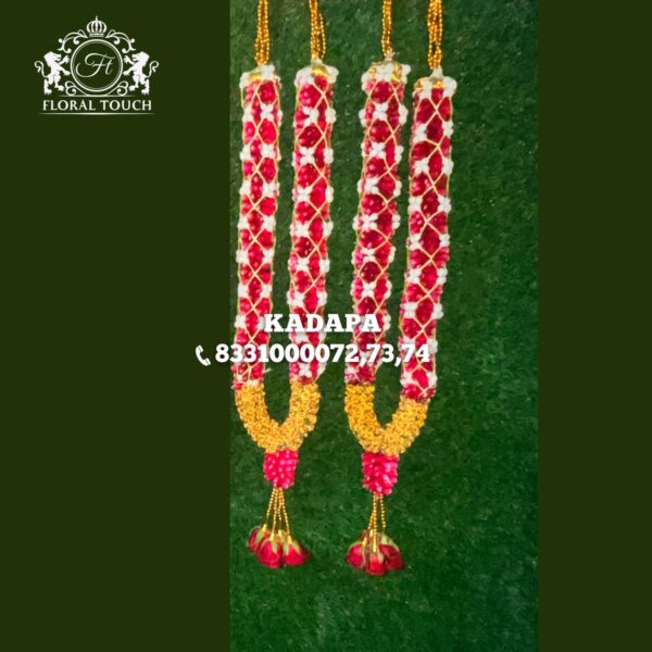 Rose Petal Garlands with Gold Accents for Weddings & Festivals - Image 2