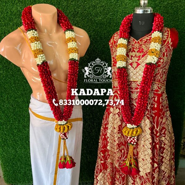 Floral Touch Red Rose Wedding Mala with Tassels