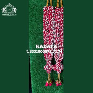 Red and White Rose Wedding Mala with Tassels