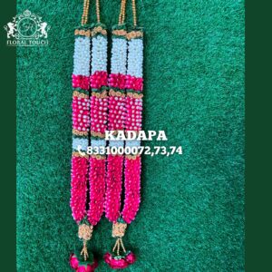 Floral Touch Pink and White Wedding Mala with Tassels