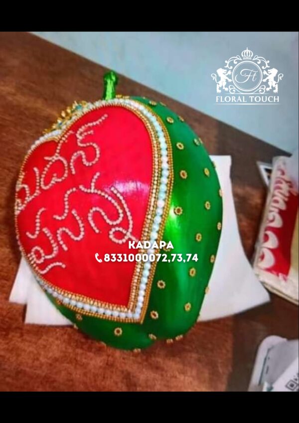Designer Wedding Coconut with Bride and Groom Names (Telugu Script)