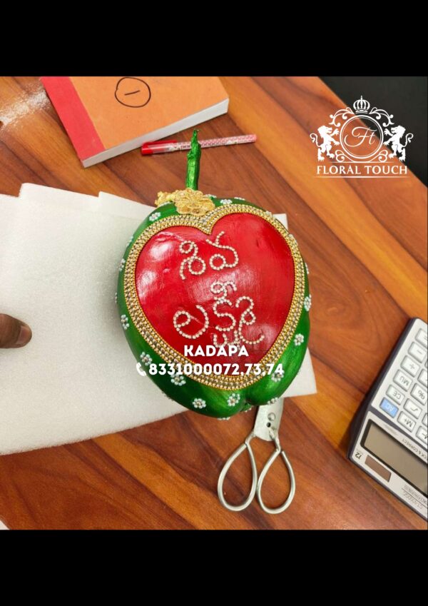 Handmade Telugu Wedding Coconut with Decorative Stone Work