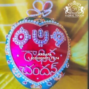 Luxury Customized Telugu Wedding Coconut with Pearl and Stone Embellishments