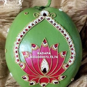 Handcrafted Lotus Design Wedding Coconut | Traditional Pooja Decor
