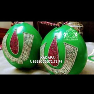 Sacred Vaishnava Symbol Coconut Decoration – Divine Pooja and Wedding Special