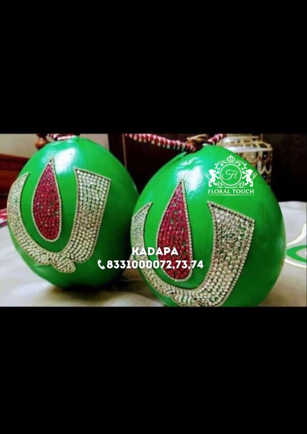Sacred Vaishnava Symbol Coconut Decoration – Divine Pooja and Wedding Special