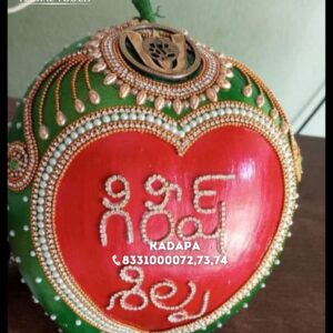 Handcrafted Designer Coconut with Pearl and Stone Work – Perfect for Weddings and Poojas