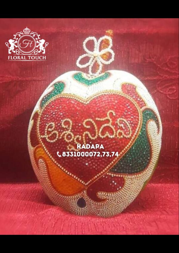 Premium Multicolor Designer Coconut with Bead Art for Weddings & Poojas