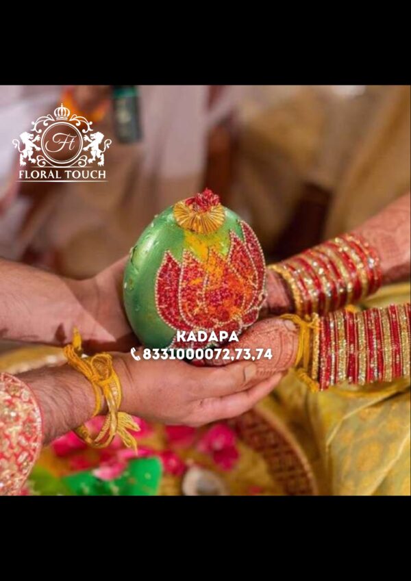 Handcrafted Wedding Coconut with Lotus Design for Traditional Poojas
