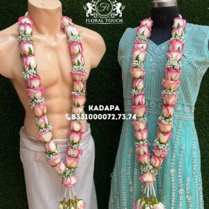 Elegant Pink and White Rose Wedding Garland Set
