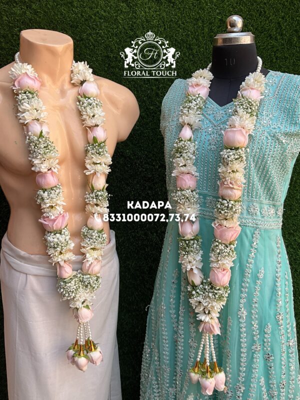 Pastel Pink Rose and White Floral Wedding Garland Set