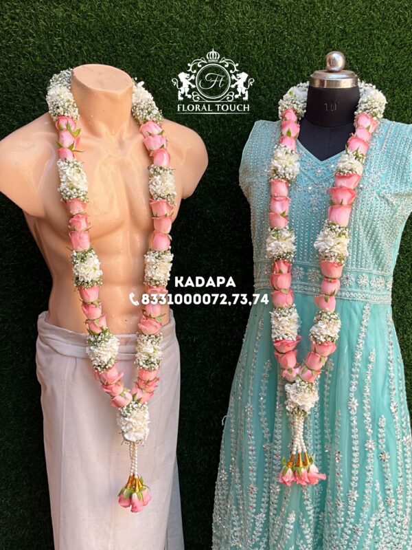 Light Pink Rose and White Floral Wedding Garland