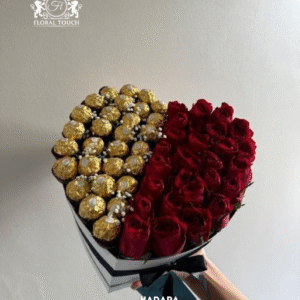 Heart-Shaped Ferrero Rocher and Red Rose Box | Luxury Romantic Gift for Valentine’s, Anniversary & Special Days