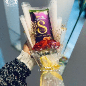 Cadbury Silk Roast Almond Chocolate & Rose Mini Bouquet | Sweet Gift for Birthdays, Crushes & Just-Because Moments