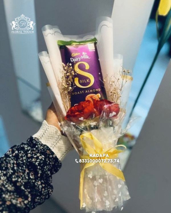 Cadbury Silk Roast Almond Chocolate & Rose Mini Bouquet | Sweet Gift for Birthdays, Crushes & Just-Because Moments