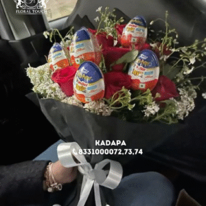 Kinder Joy and Red Rose Bouquet | Unique Surprise Gift for Kids and Chocolate Lovers