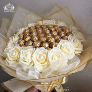 Luxury Ferrero Rocher and White Rose Bouquet | Elegant Gift Hamper for Weddings and Special Occasions