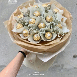 Elegant Ferrero Rocher Bouquet with Baby’s Breath Flowers | Premium Chocolate Gift Arrangement