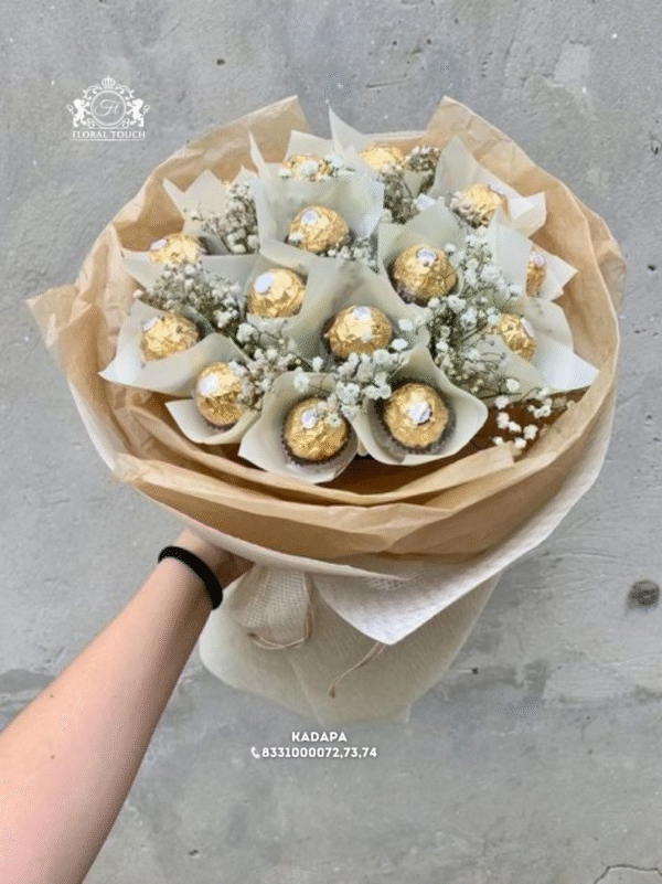 Elegant Ferrero Rocher Bouquet with Baby’s Breath Flowers | Premium Chocolate Gift Arrangement
