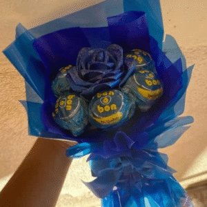 Bon Bon Blue Chocolate Bouquet with Decorative Blue Rose | Unique Gift Arrangement