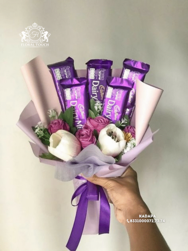 Elegant Cadbury Dairy Milk Chocolate and Mixed Flower Bouquet
