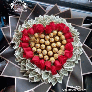 Luxury Roses, Ferrero Rocher Chocolates and Cash Gift Bouquet