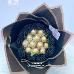 Elegant Black Rose Ferrero Rocher Chocolate Bouquet